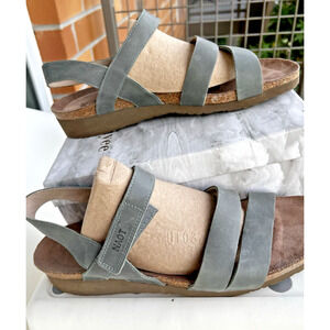 NAOT Kayla Green Nubuck Leather Wedge Sandals Women's EU 44 US 13 $154